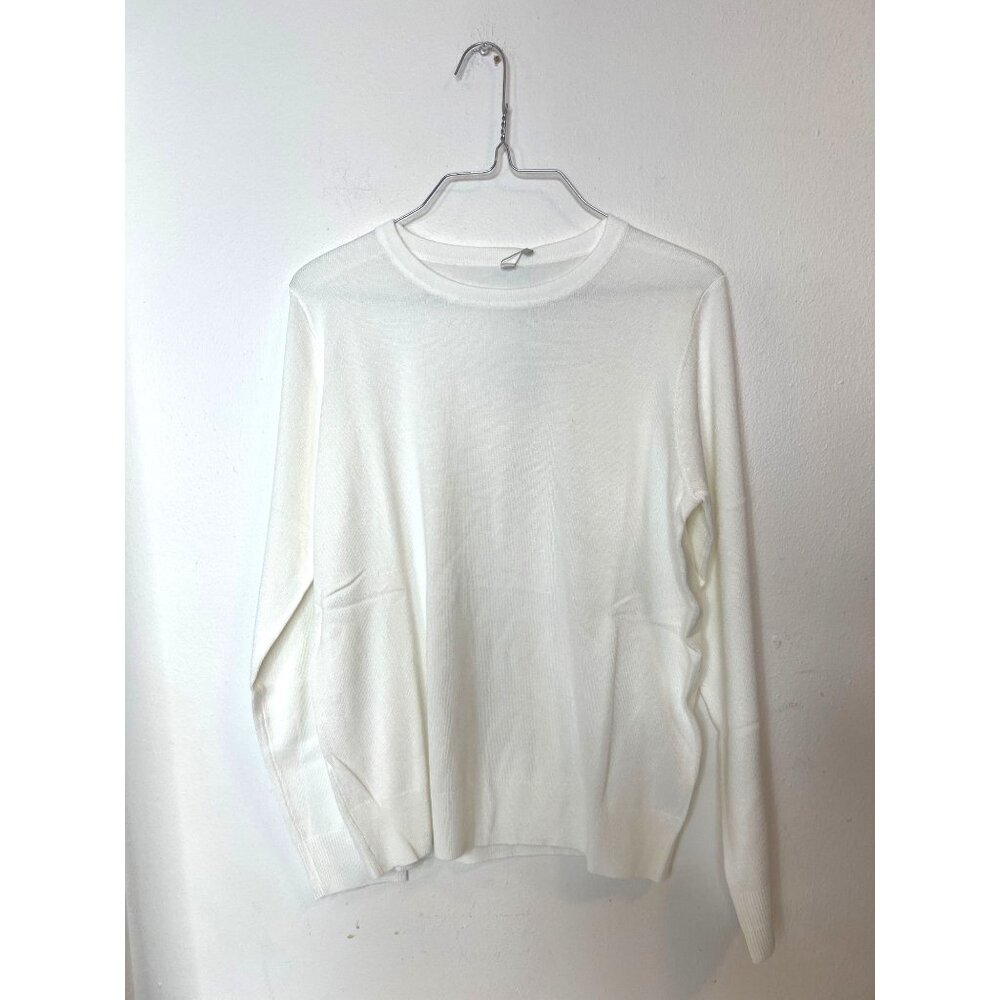 YUNDAI Long Sleeve Sweater Oversized Crew Neck Knitted White Viscose Blend Small - Picture 9 of 9